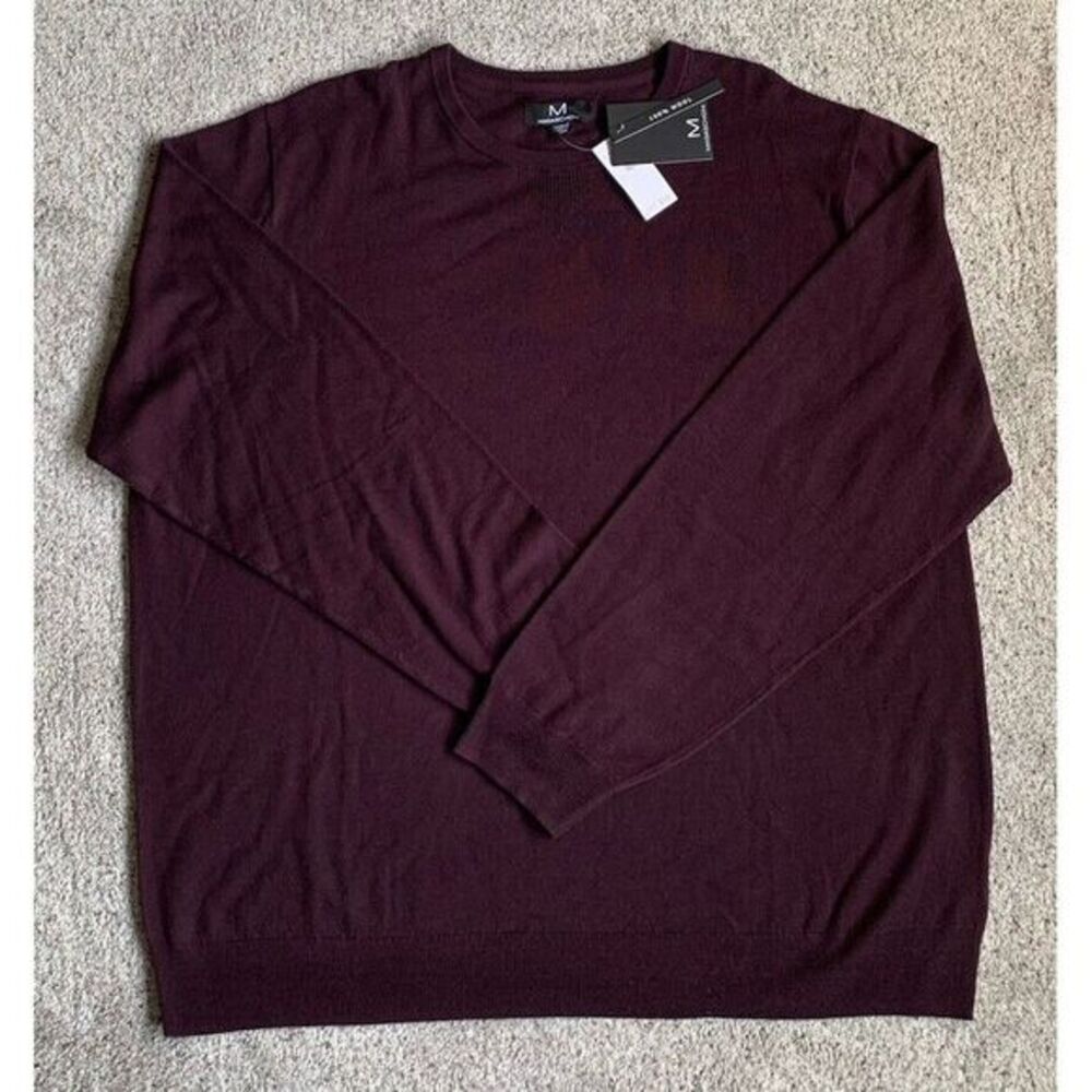 NWT Magaschoni Burgundy Lightweight 100% Wool Men's Sweater XXXLT‎ Big & Tall